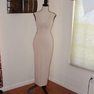 Boture, Sexy cut out maxi  dress cream color size medium ....